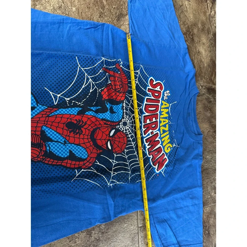 The‎ Amazing Spider Man Graphic T Shirt Blue Kids Youth XL Marvel Comic Book